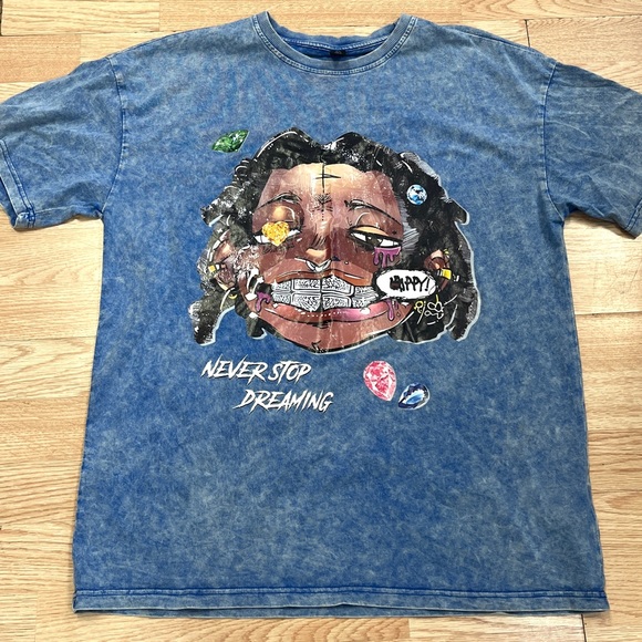 ROMWE Blue Graphic Tee with Dream Design - Picture 1 of 4